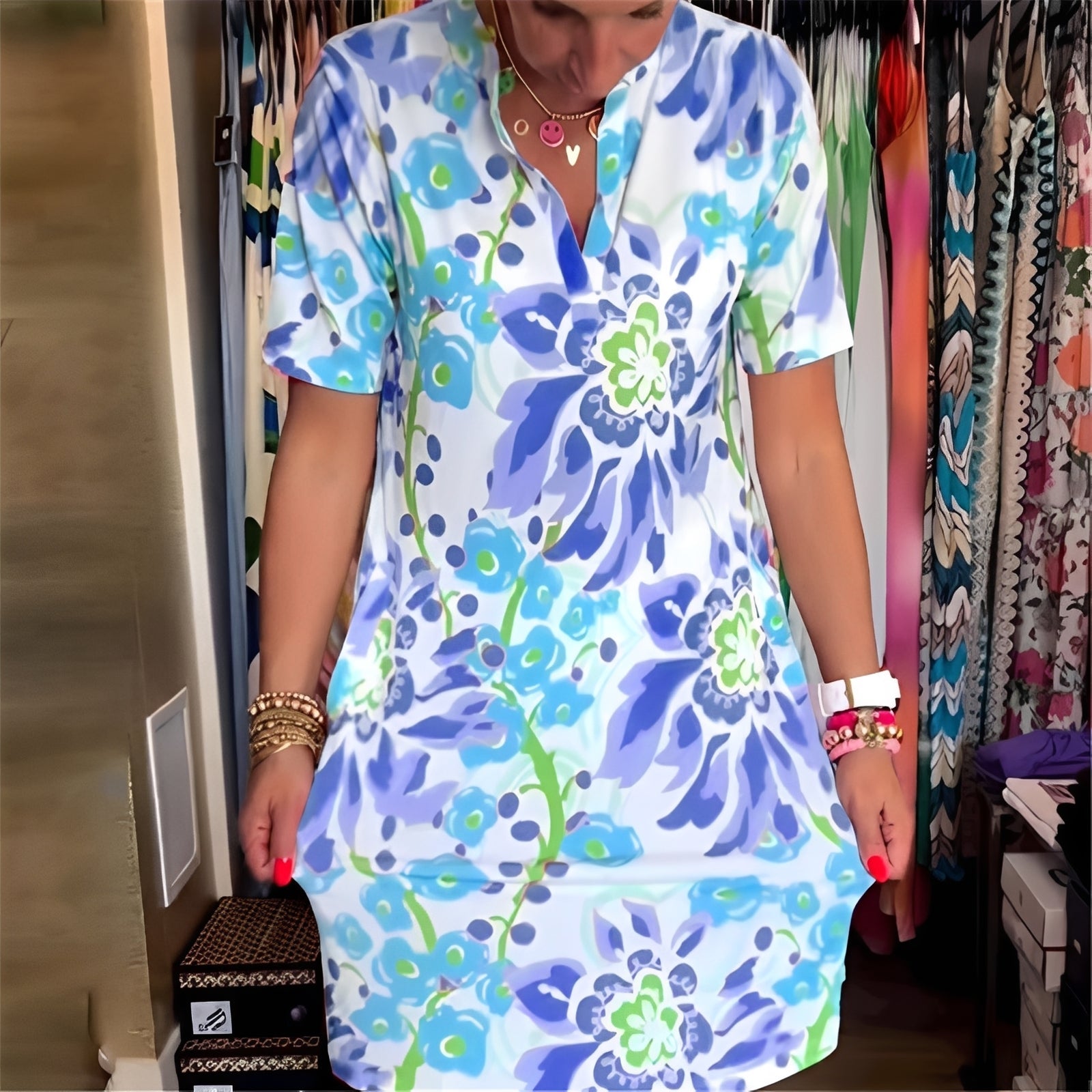Abbie - Robe élégante à motif floral pour femmes
