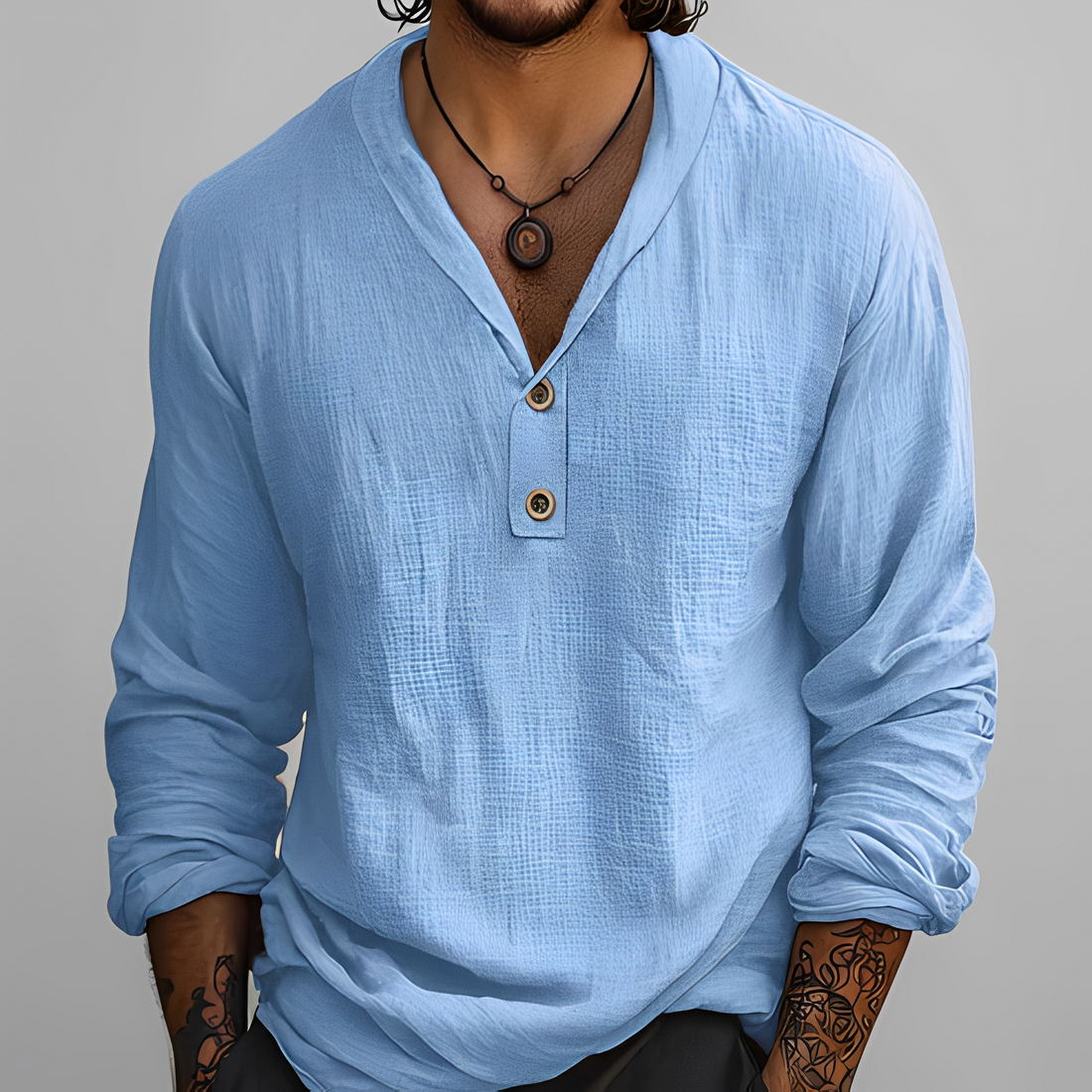 Reymart - Chemise d'été tendance à col en V pour homme