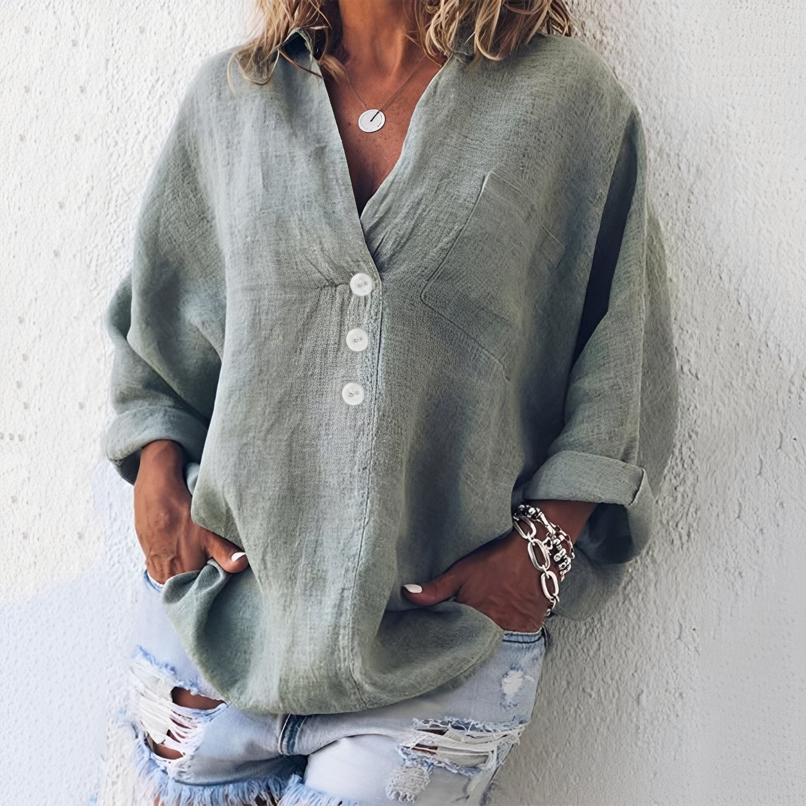 Sandra - Chemise ample à manches longues pour femmes