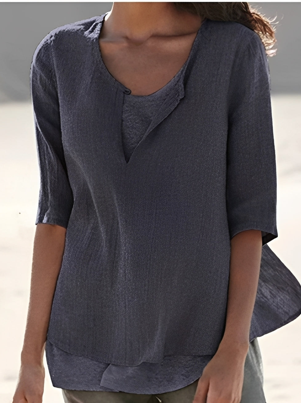 Charlie - Chemise ample décontractée à manches 3/4 pour femmes