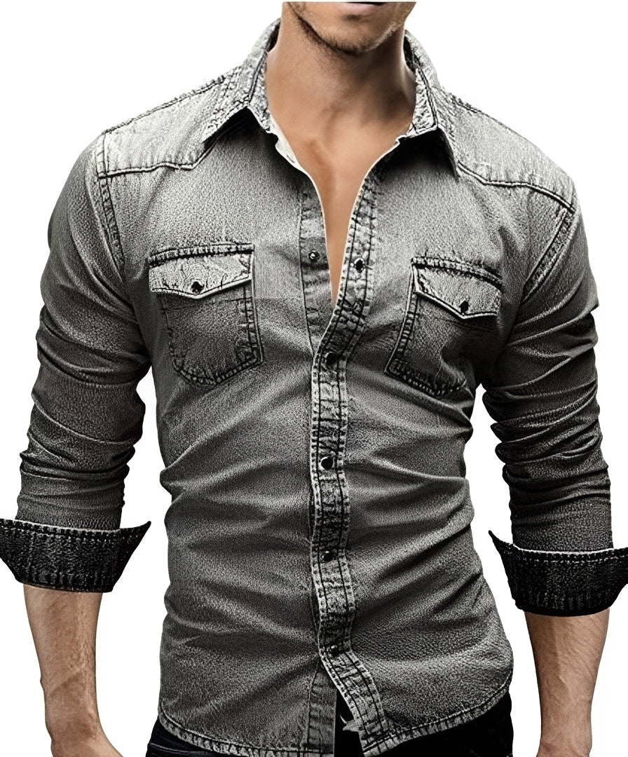Arjun - Chemise en Jean pour Homme - Relax à Manches Longues