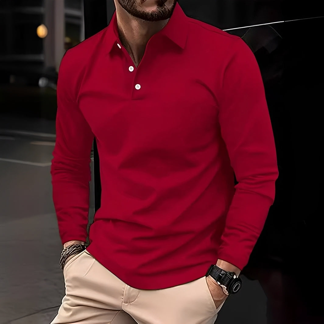 Conner – Polo homme à manches longues – Confortable et décontracté