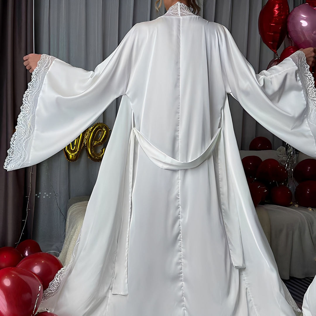 Joannah - Robe de chambre longue en dentelle pour femme