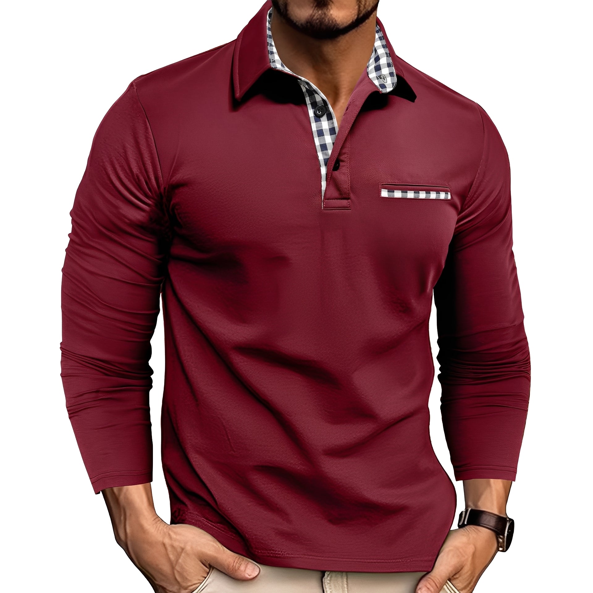Cédrick - Polo d'hiver chaud à manches longues pour homme
