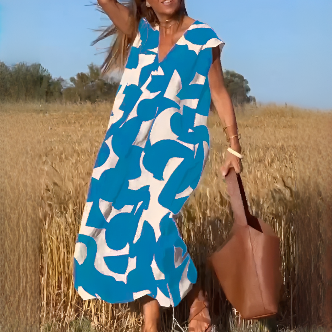 Vicky - Robe Élégante à Col V Coupe Ample