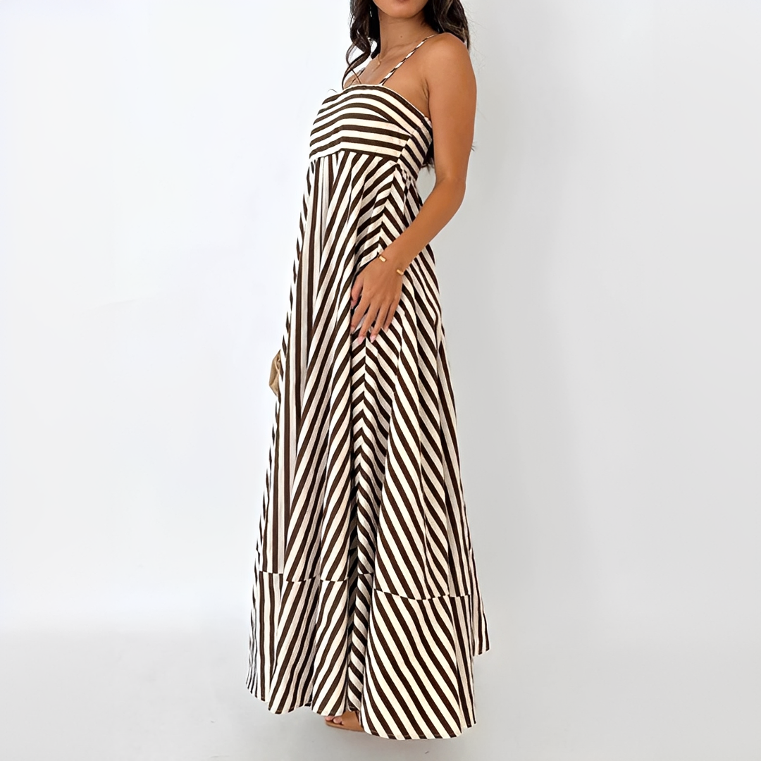 Lerra - Robe Longue Plissée à Rayures