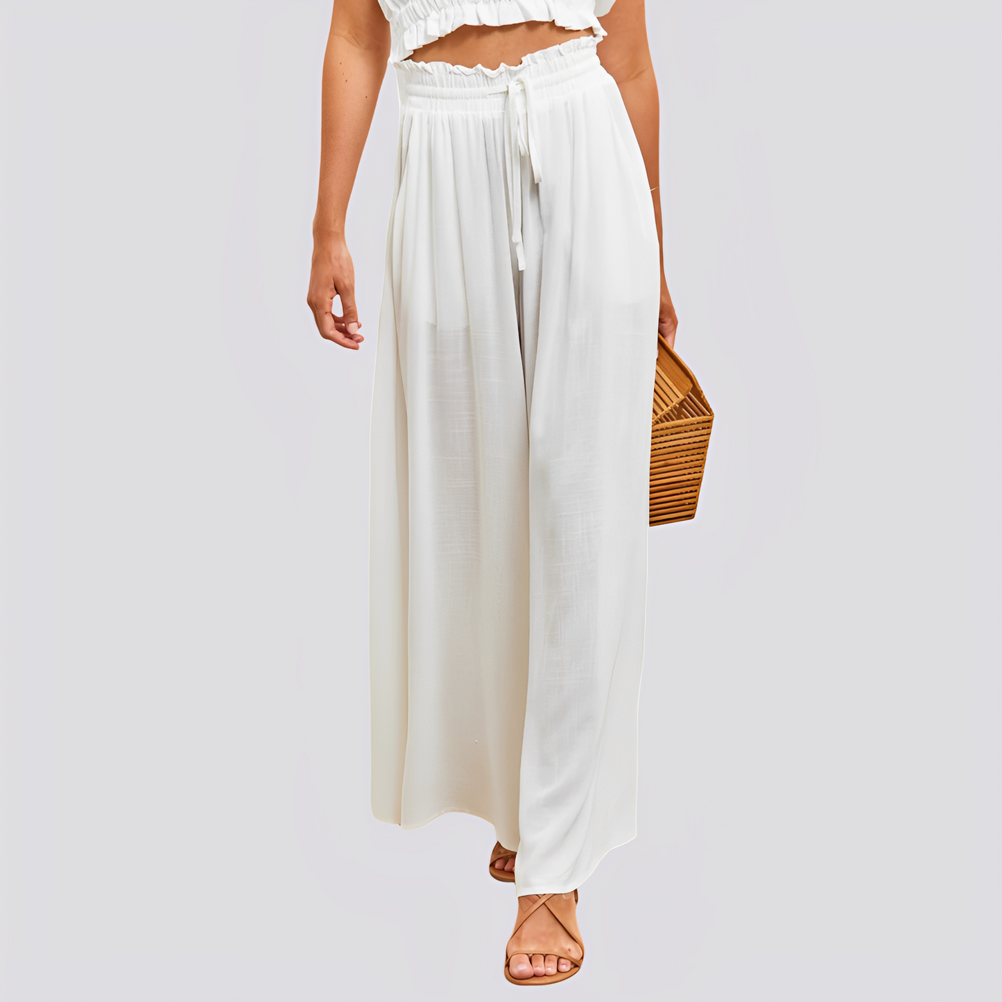 Veronica - Pantalon décontracté, coupe ample à jambe large pour femmes