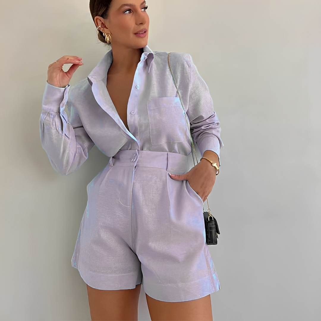 Yasin - Ensemble ample de short avec haut à manches longues