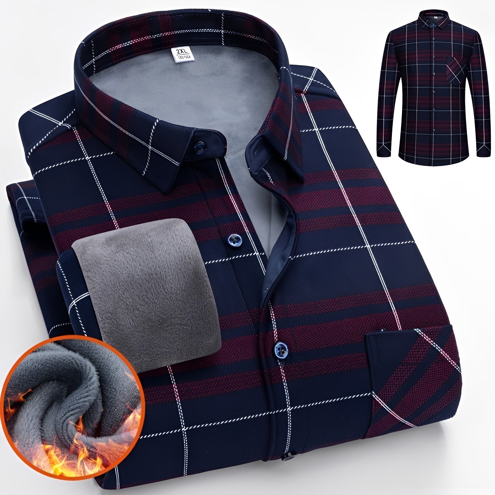 Anton - Élégante chemise à carreaux avec doublure polaire chaude pour hommes