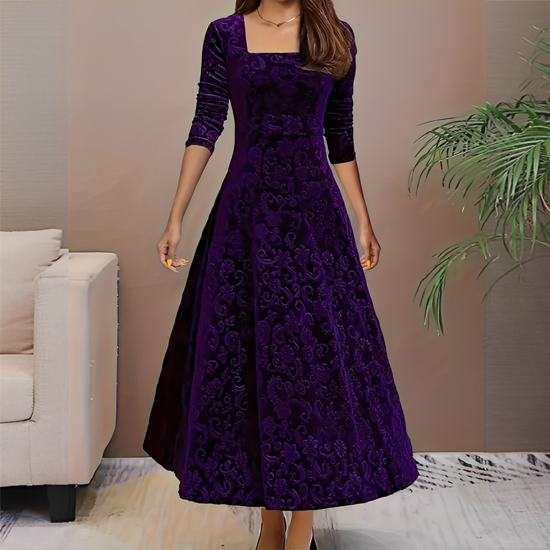 Malvina - Elegantes Kleid mit eckigem Ausschnitt für Damen