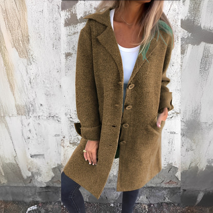 Odile - Long casual coat with lapels for women