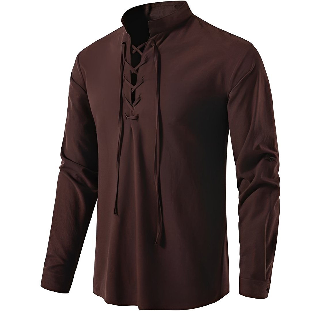 Josué - Chemise élégante à col en V et dentelle pour homme