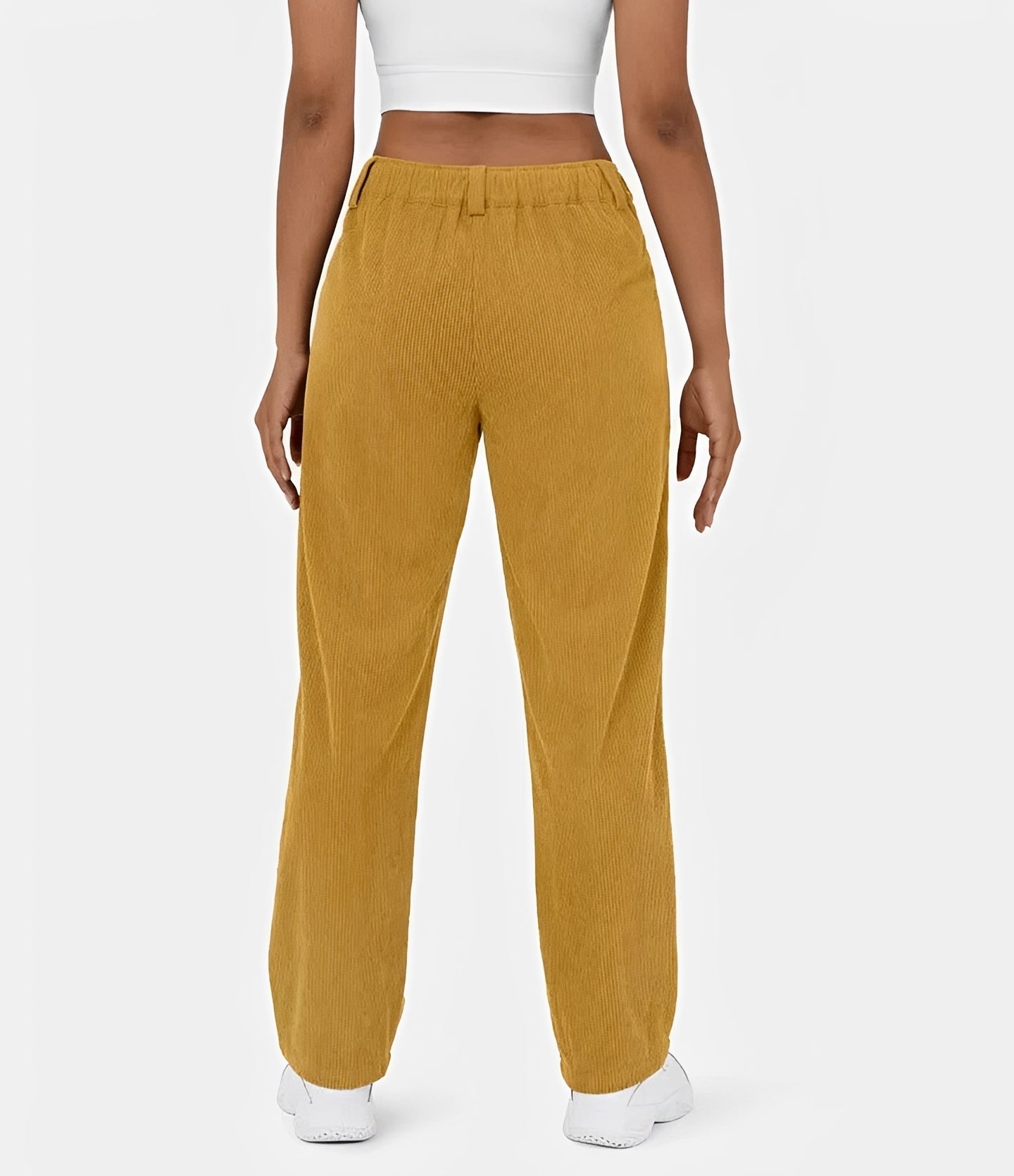 Liana - Pantalon côtelé taille haute et relax