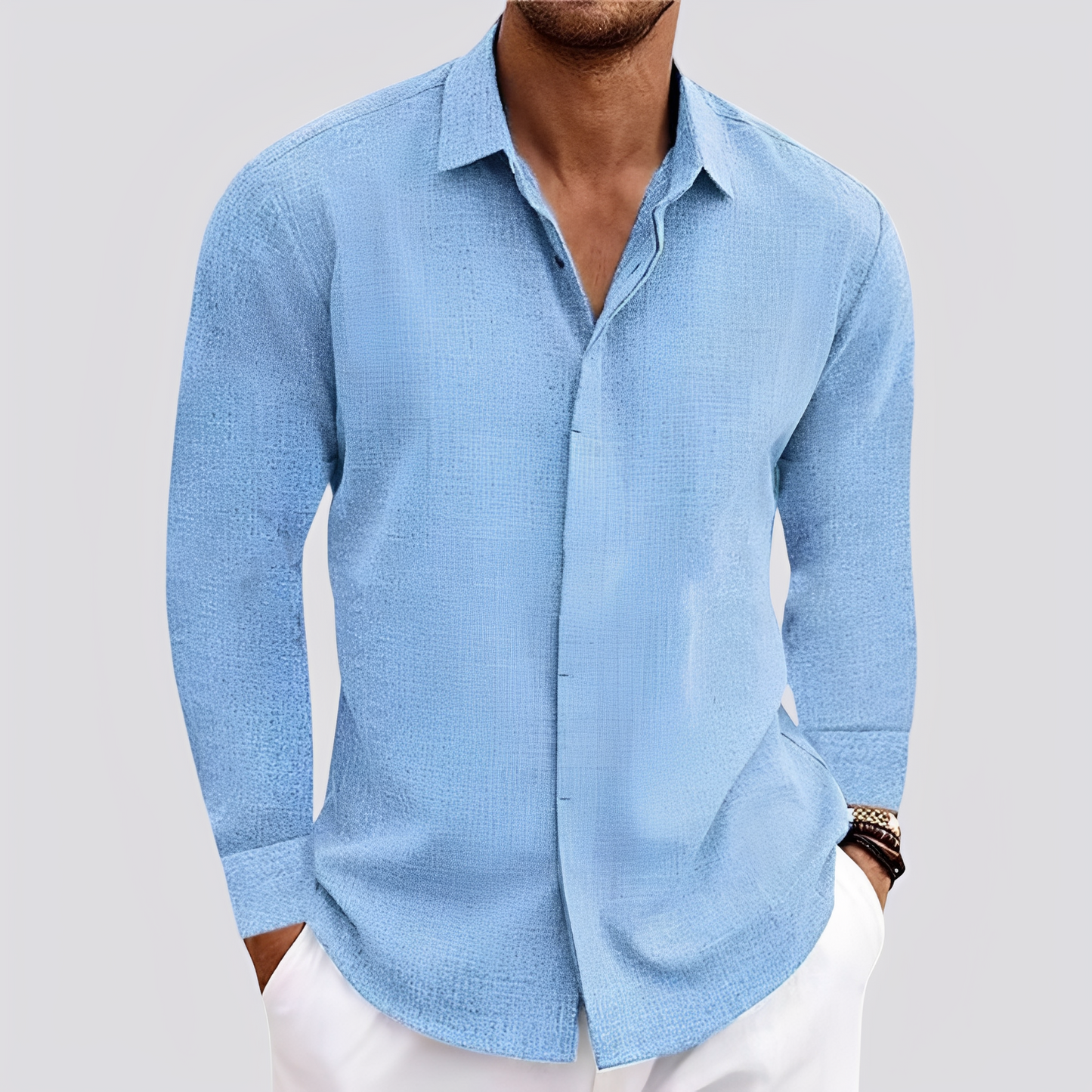 Felix - Chemise en lin à manches longues pour hommes
