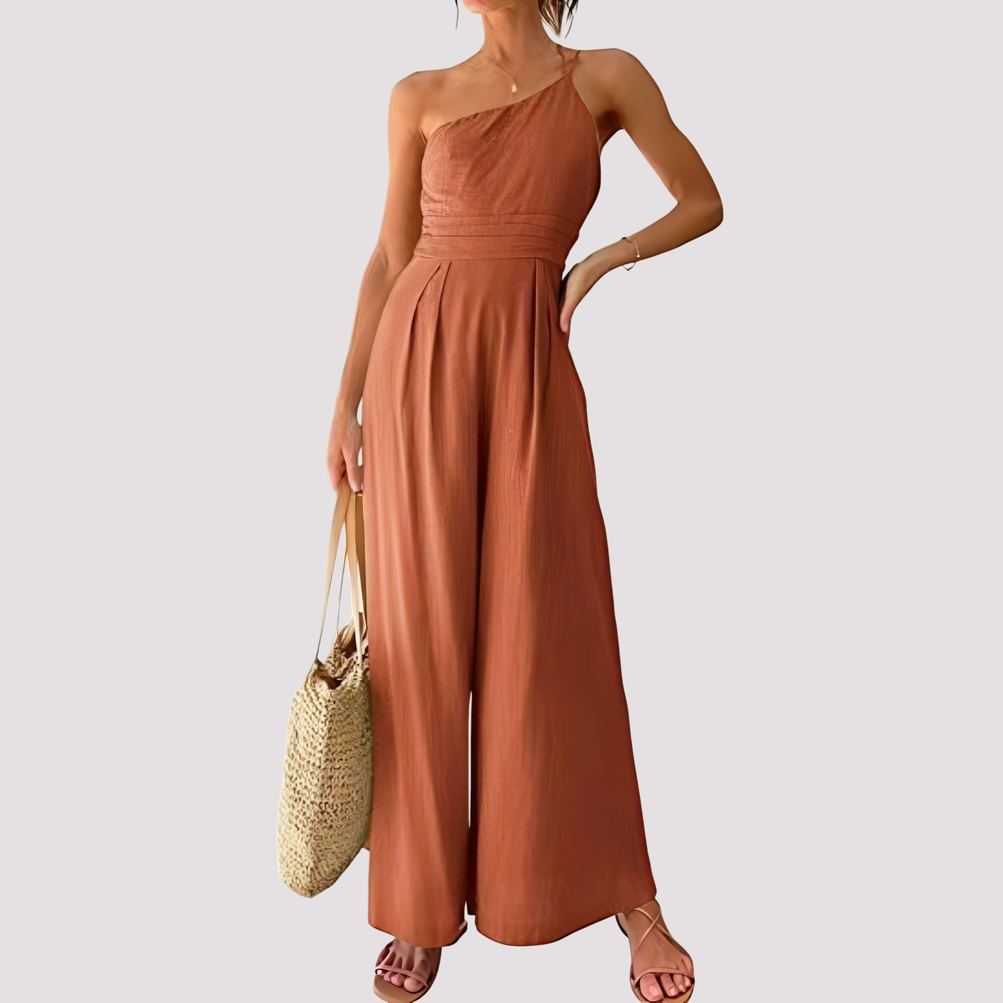 Carla - Combinaison femme chic à une épaule et jambes larges