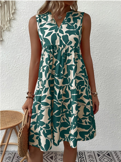 Tianna - Robe élégante à col en V avec imprimé pour femmes