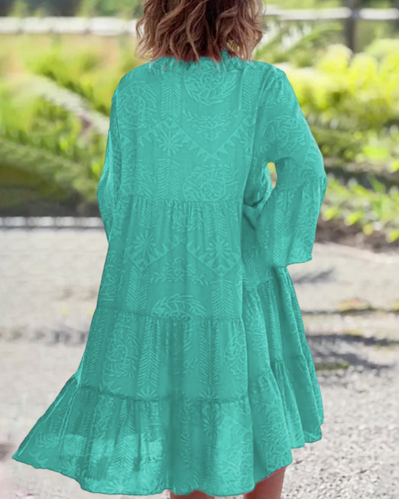 Mia – Robe à manches imprimé boho géométrique