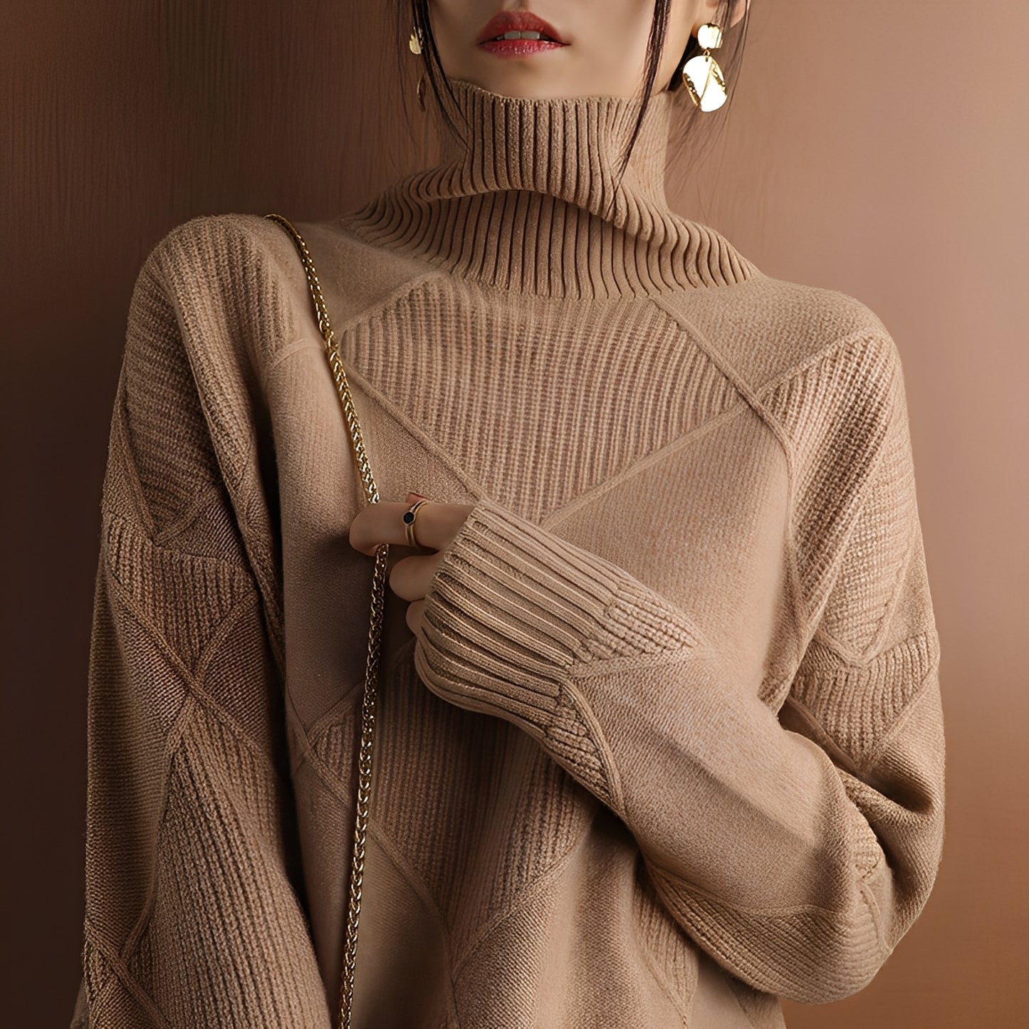 Mariette - Oversized winter turtleneck sweater for women