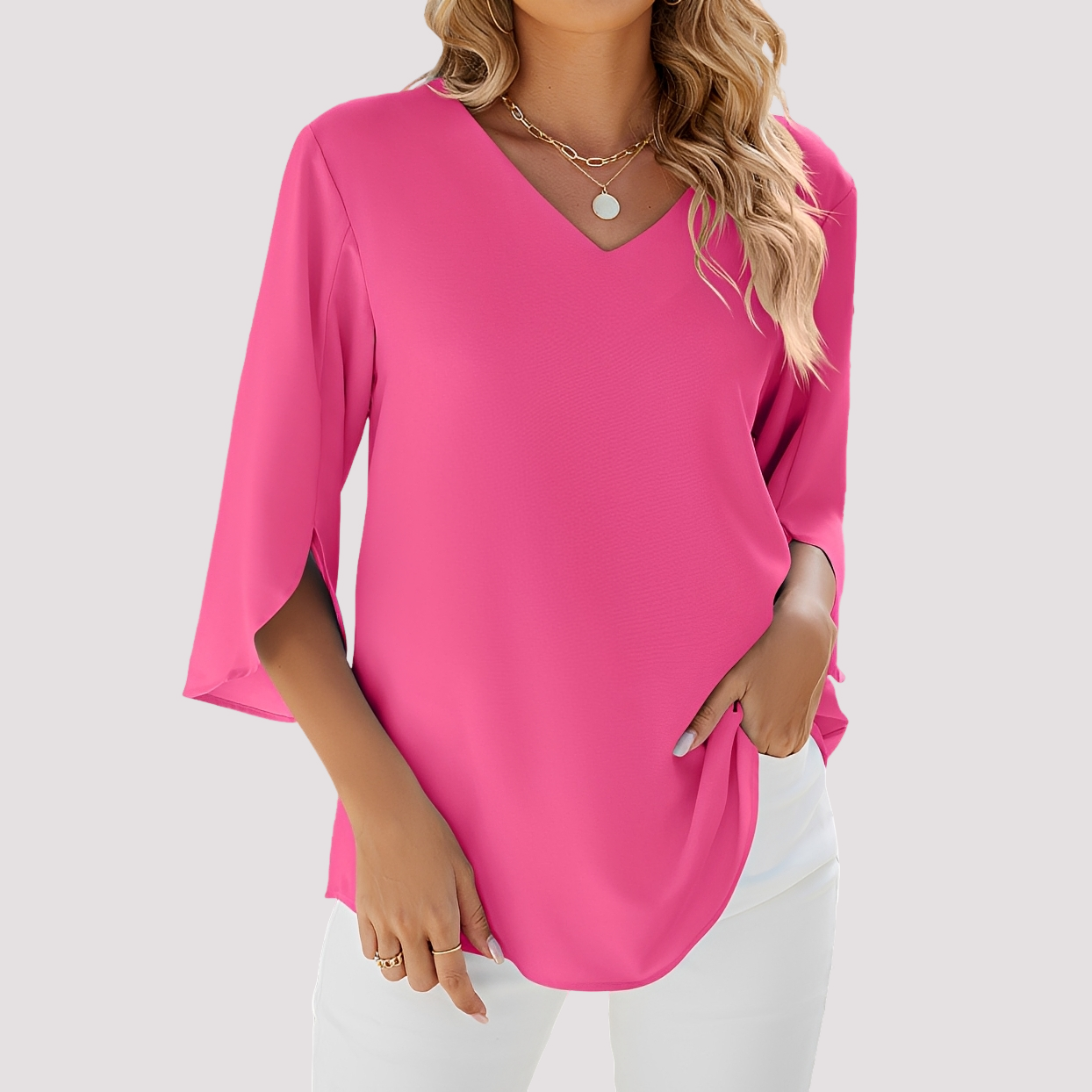 Vanessa - Blouse élégante avec col en V pour femmes