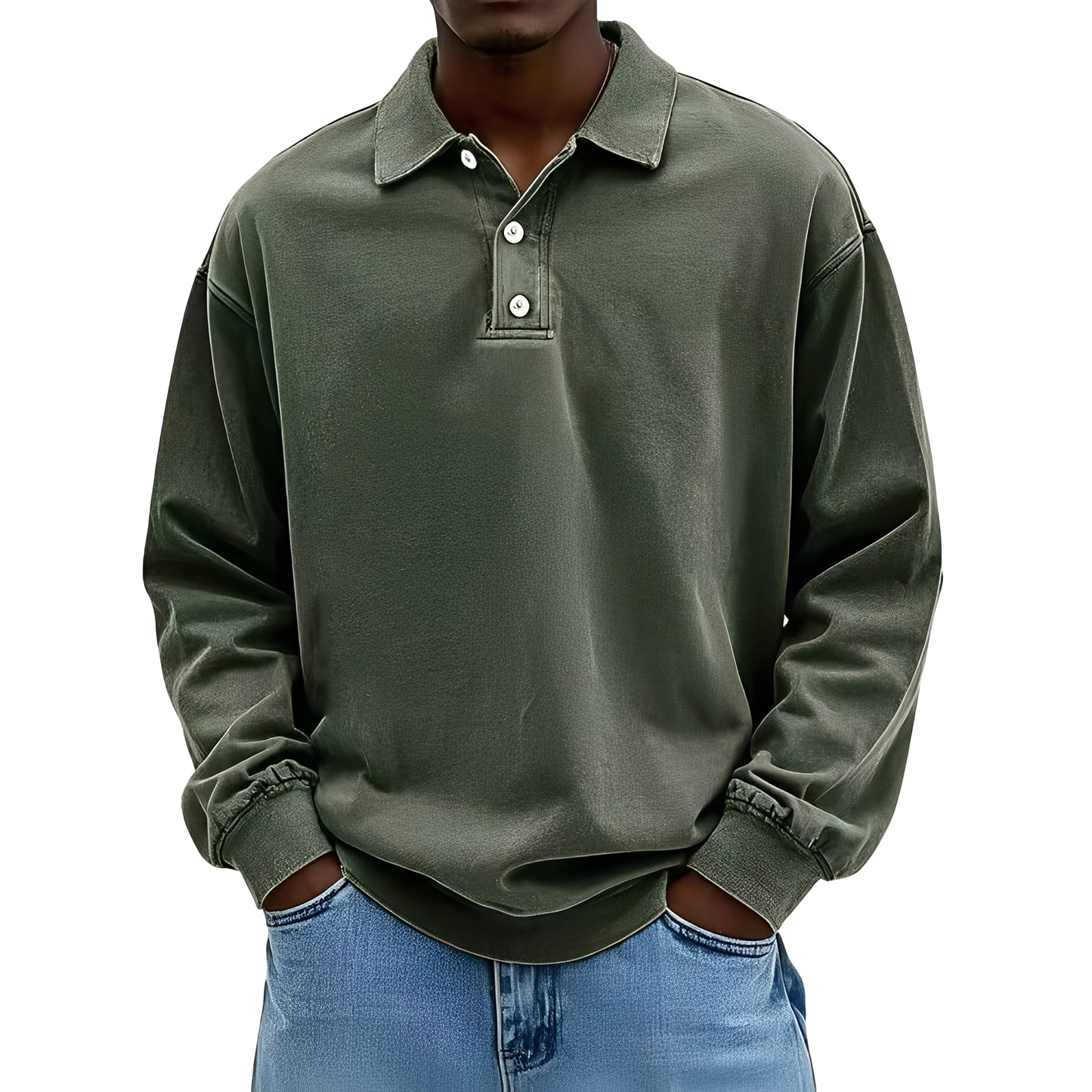 Chris - Chemise classique en tissu épais à manches longues pour homme