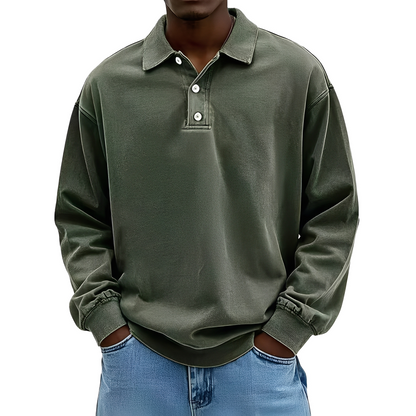 Chris - Chemise classique en tissu épais à manches longues pour homme