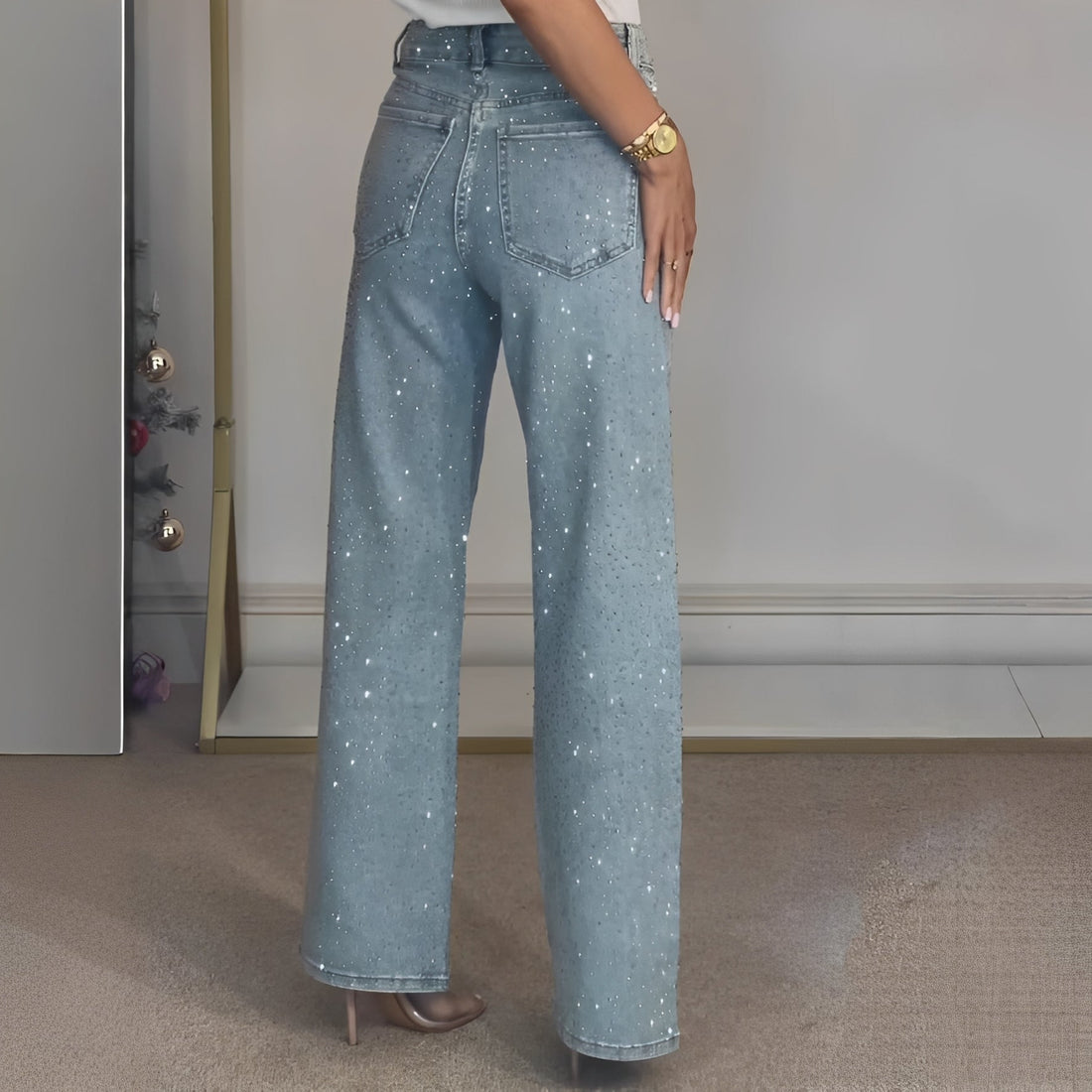 Sandra - Jeans taille haute brillants et chics pour femmes