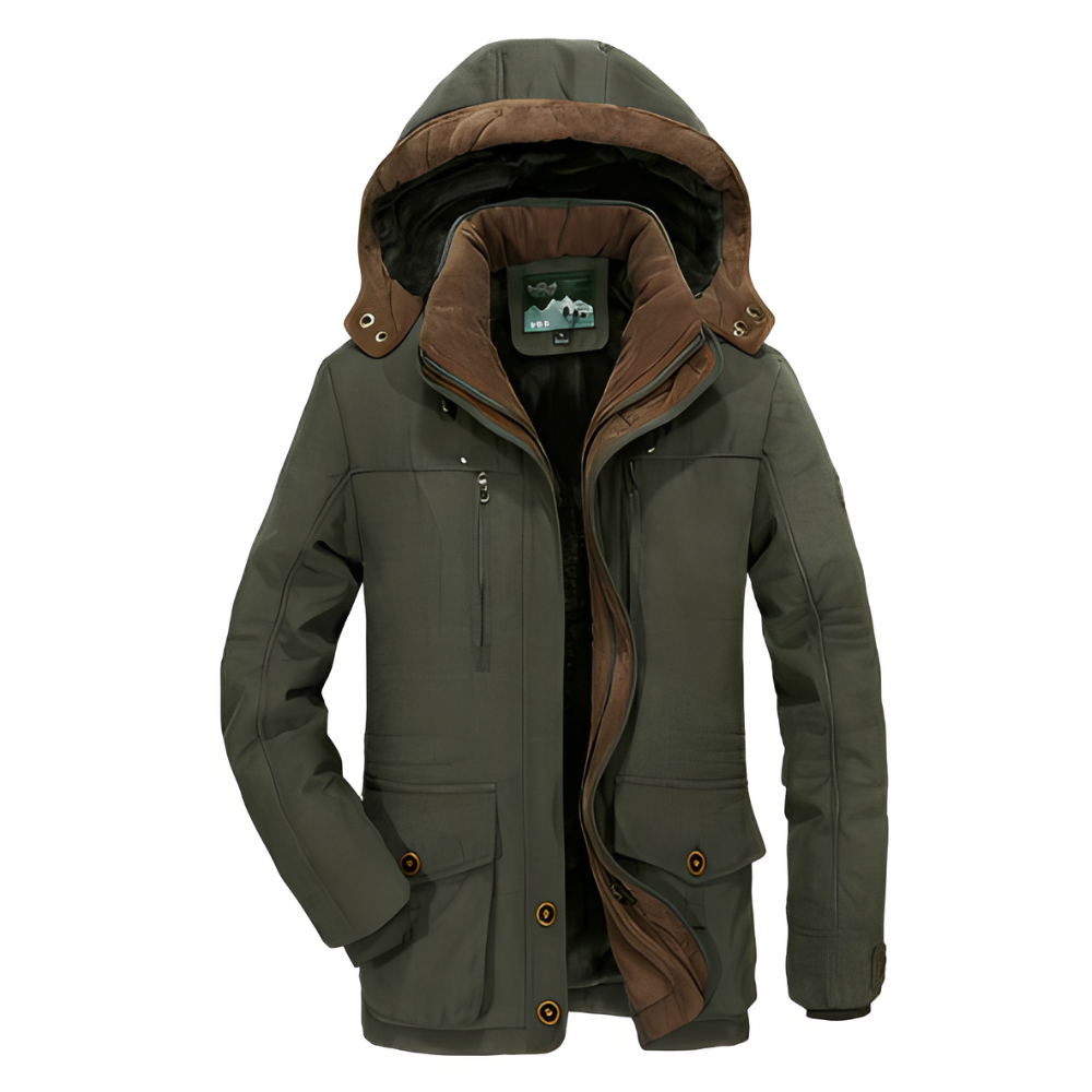 Harold - Warm coat with removable hood for men