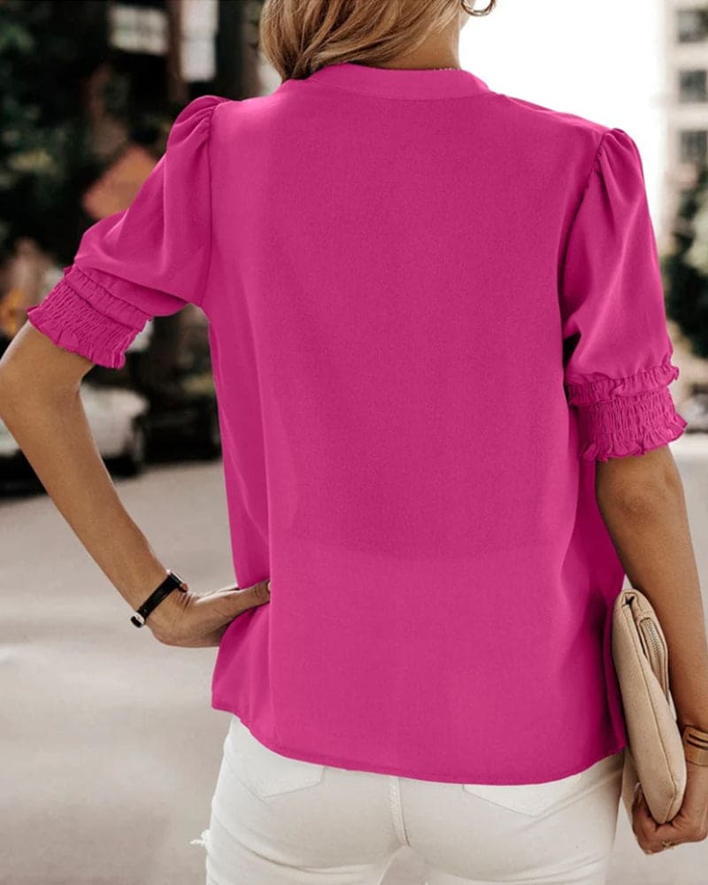 Sophia – Blouse Col V Manches Courtes