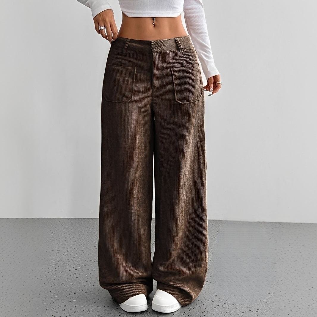 Isabelle - Pantalon en velours côtelé à taille haute