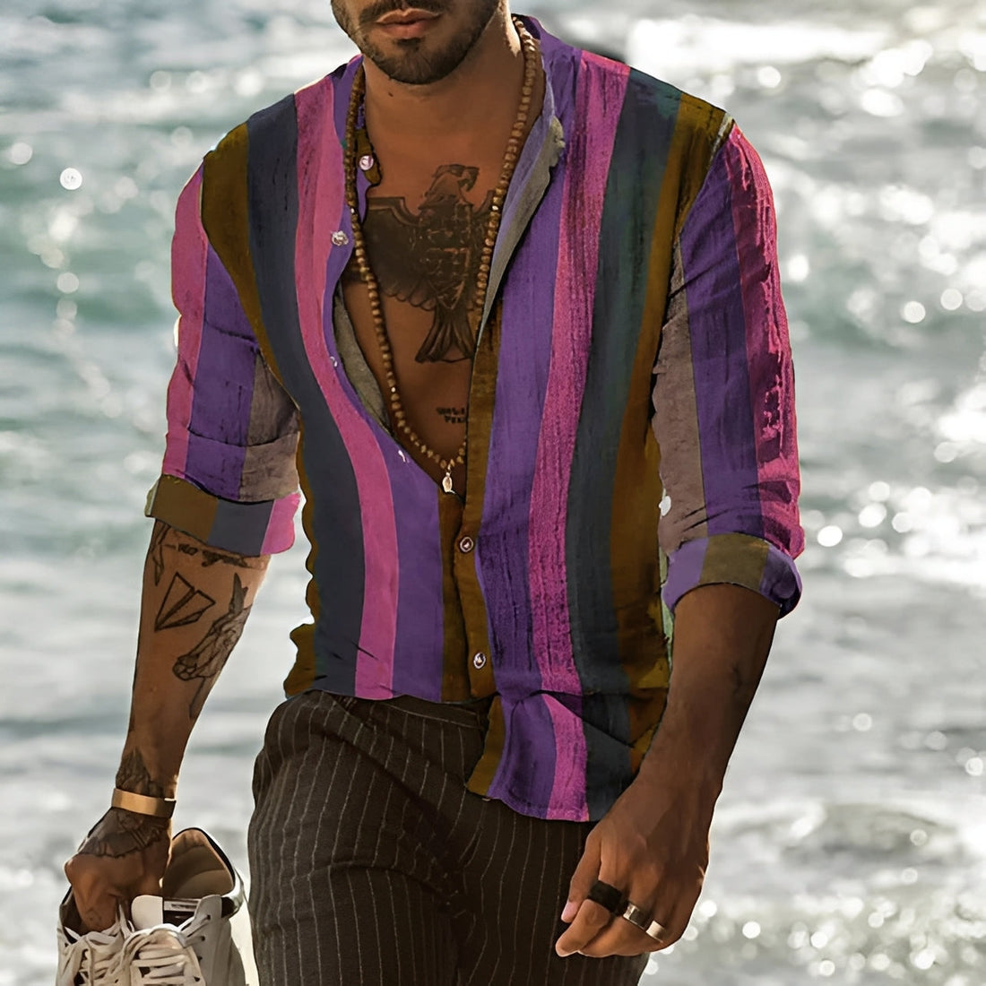 Reuben - Chemise à rayures chic à manches longues pour hommes