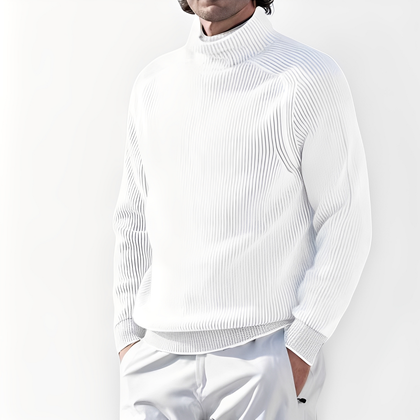 Jarrett - Pull pour homme en cachemire avec col haut, style relax