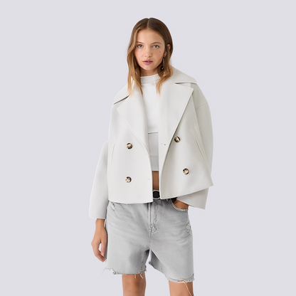 Bethney - Veste courte raffinée en laine avec col à revers pour femmes