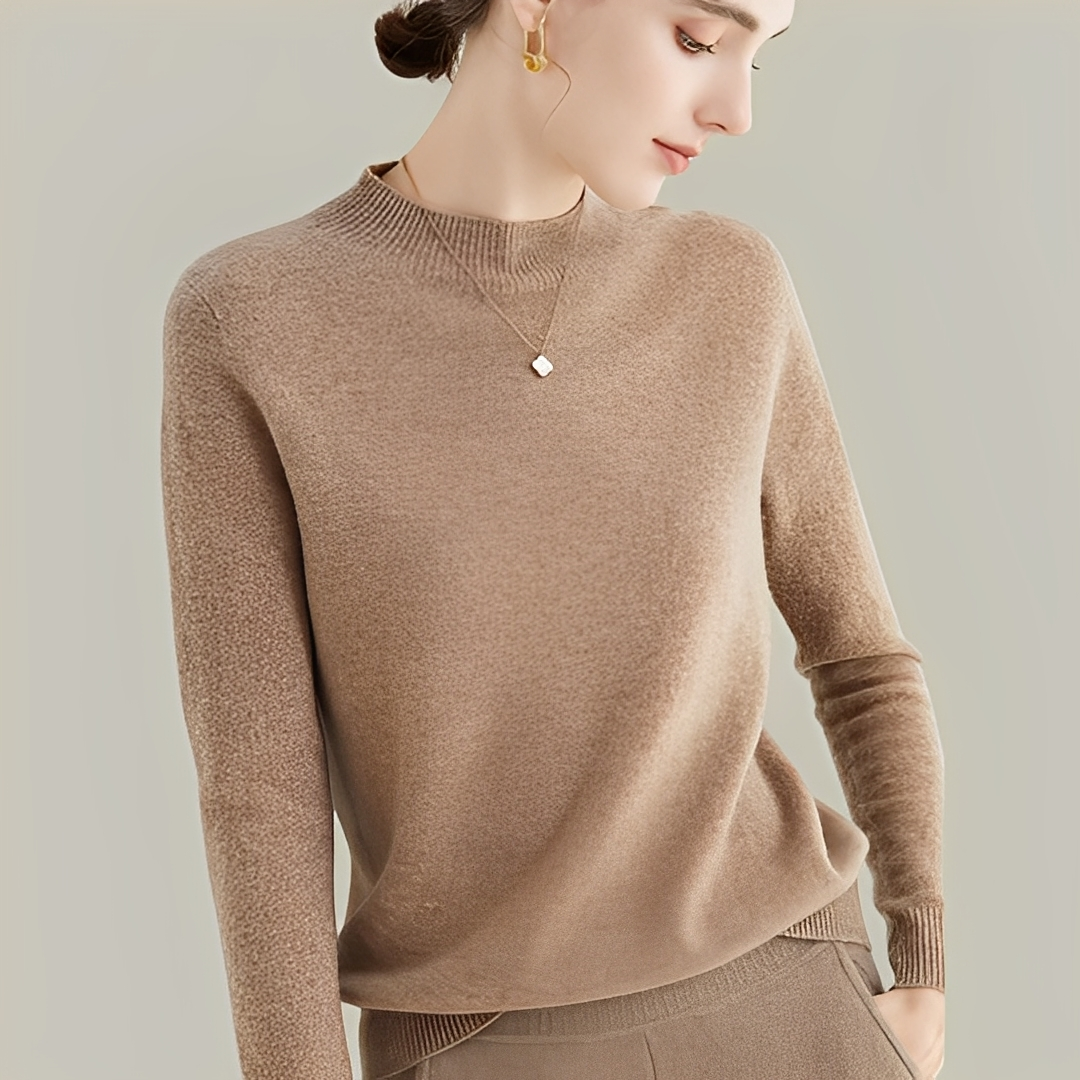 Martine - Slim-fitting wool sweaters with high collar for women