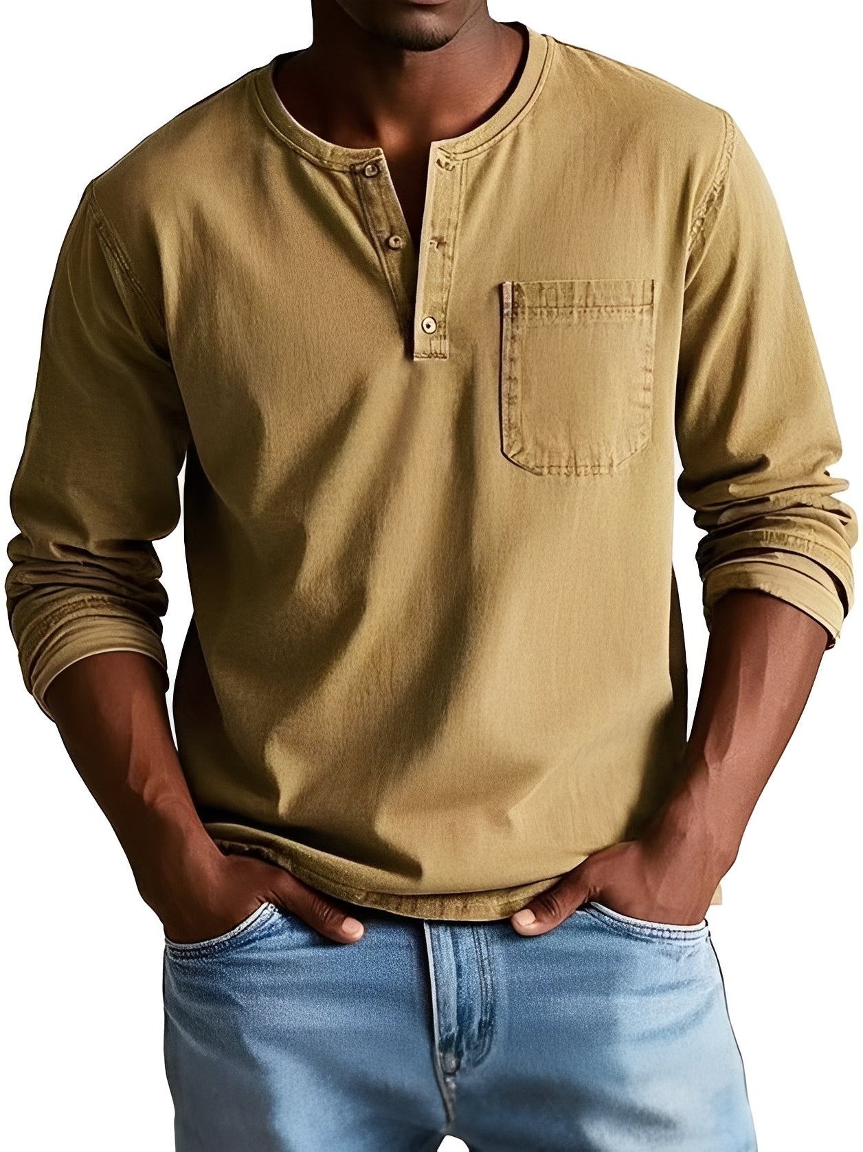 Steve - Chemise homme décontractée à manches longues