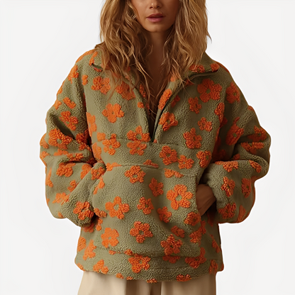Elizabeth - Pull Sherpa chic à motif floral pour femmes