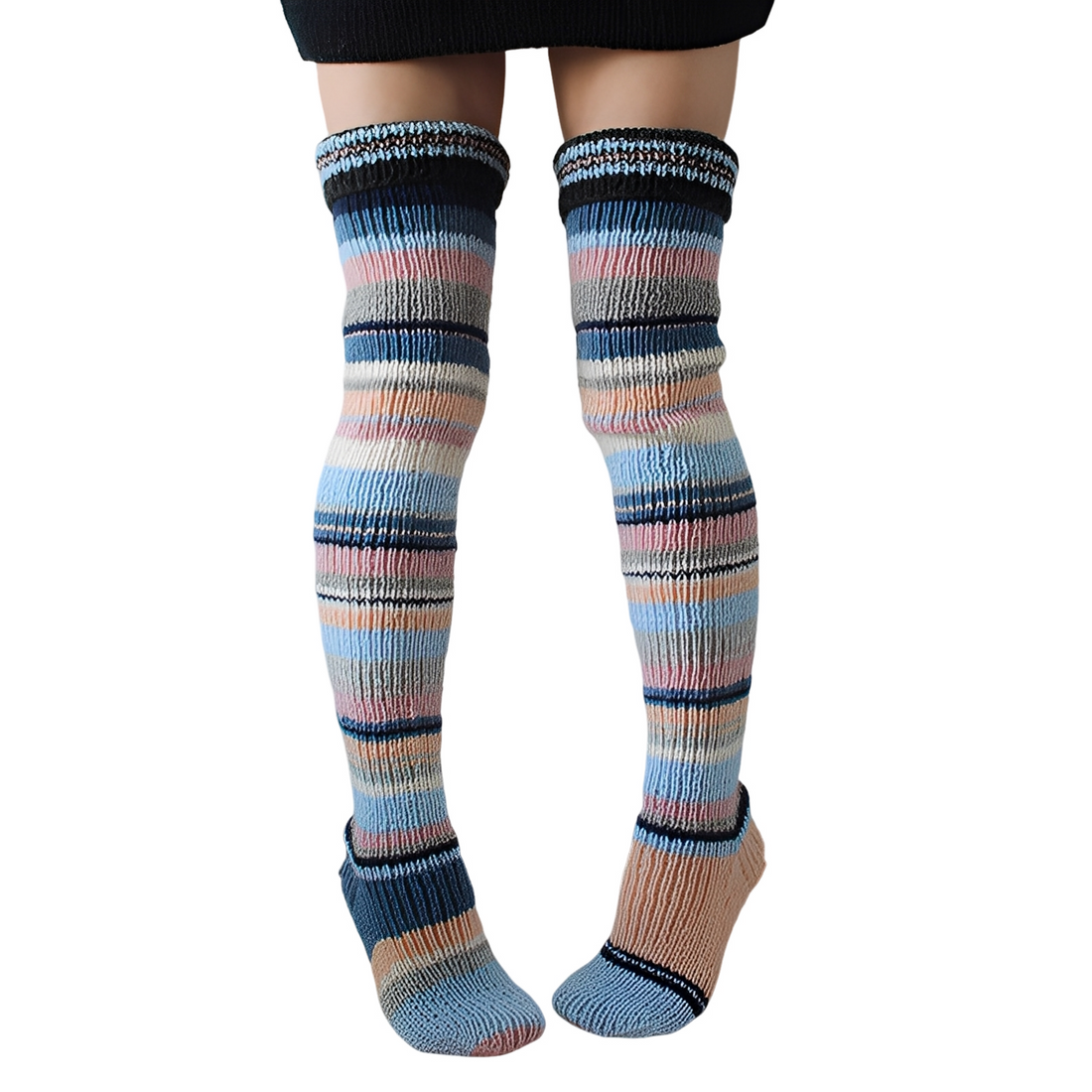 Rhianna - Longues chaussettes féminines élégantes à rayures