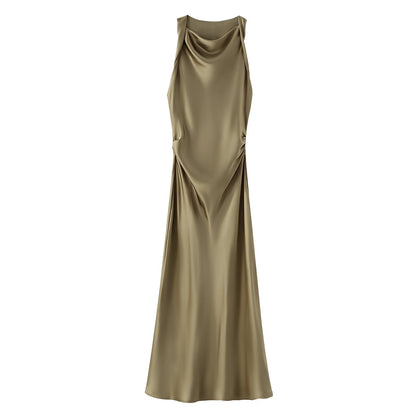 Veronica - Elegant mid-length dress with open back for women