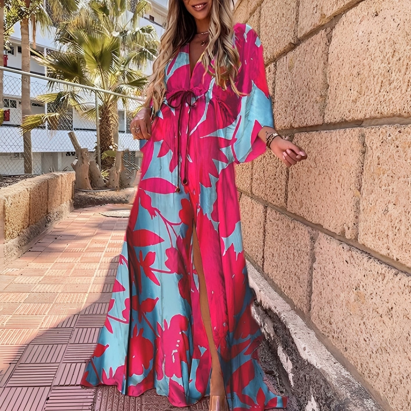 Elizabeth - Elegant long dress with uneven cut for women