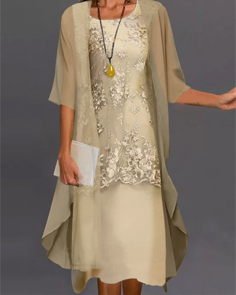 Chona - Élégante robe en chiffon, ensemble deux pièces