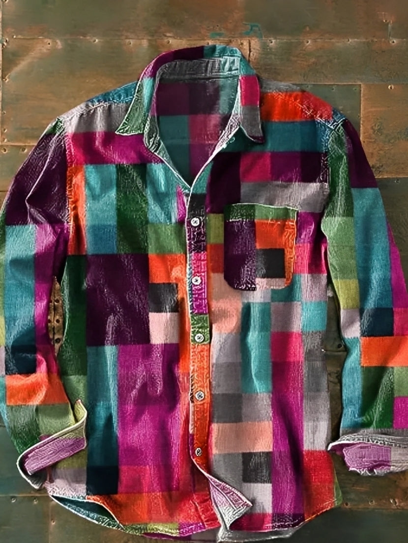 Charles – Chemise homme à manches longues – Vintage et colorée