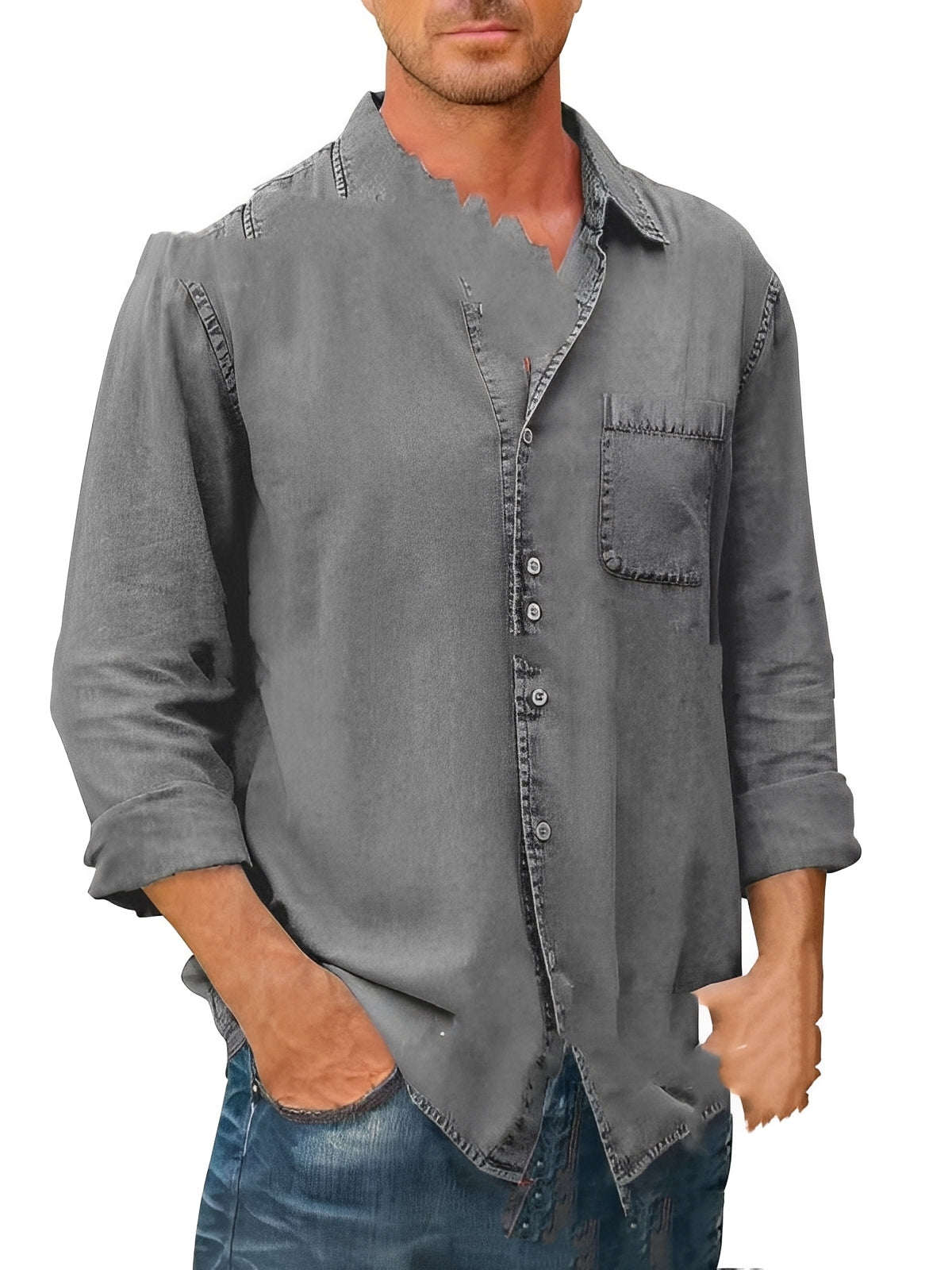 Alfie - Chemise vieillie à manches longues