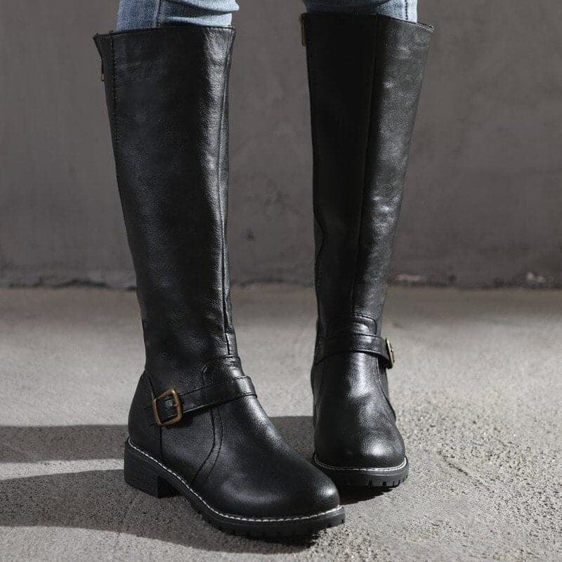 Marisa – Bottes en cuir à talons carrés