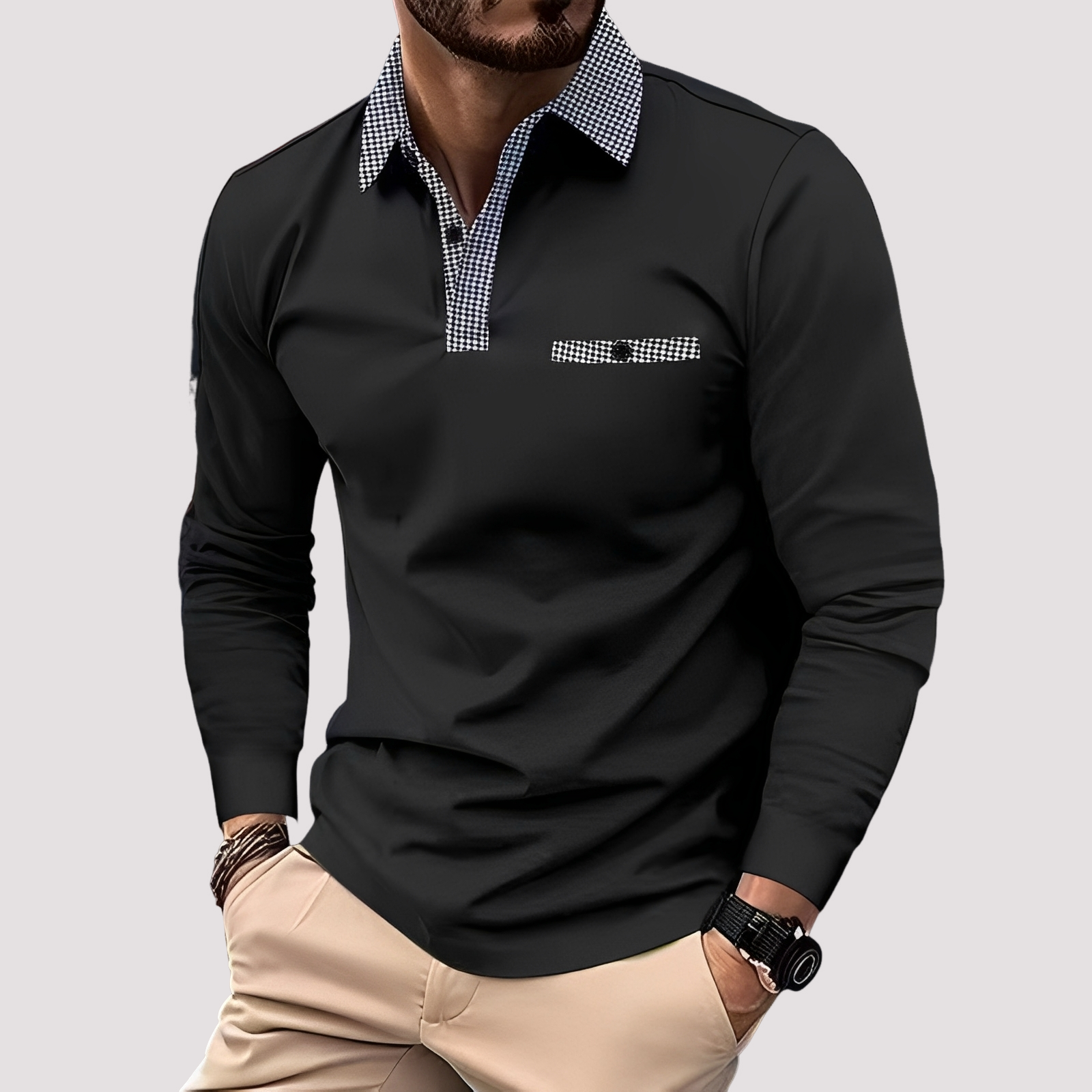 Aidan - Polo élégant à manches longues pour hommes