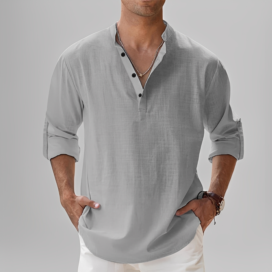 Ezriel - Bequemes Hemd mit halber Knopfleiste für Herren