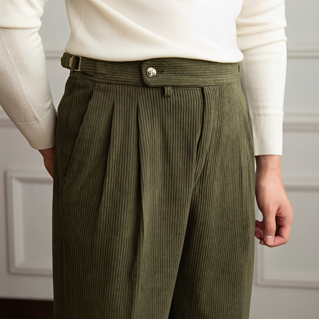 Rafael - Pantalon à Taille Haute en Velours Texturé