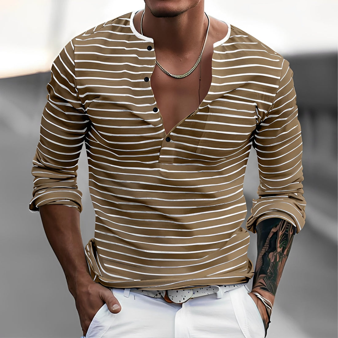 Thomson - Chemise Élégante à Rayures et Manches Longues