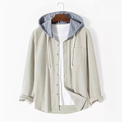 David - Elegant corduroy shirt with hood for men