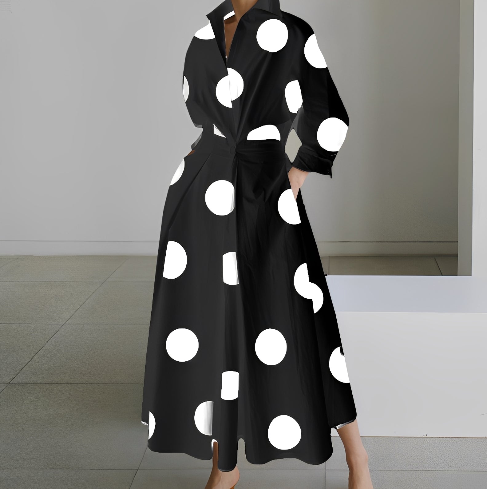 Martha - Robe chemise élégante à motif abstrait pour femmes