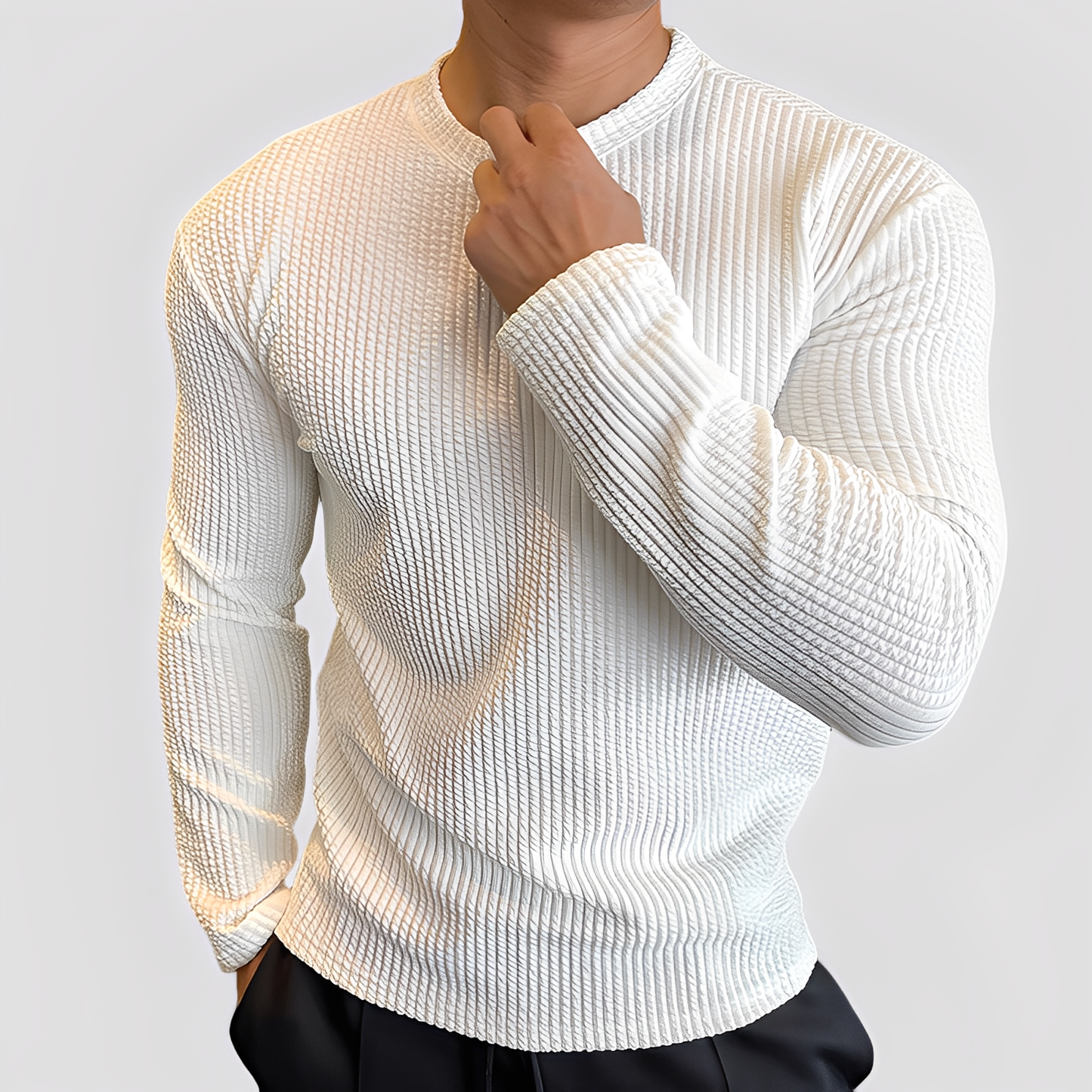 Albert - Lässiger Strickpullover mit Rippenmuster für Herren