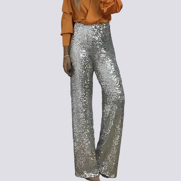 Mandy - Pantalon taille haute à sequins